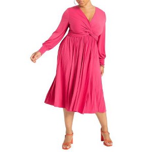 ELOQUII Knot Front Pleated Skirt Dress - 1 of 4
