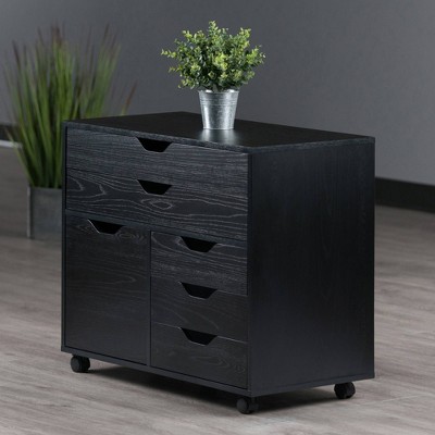 Modern Halifax 5-Drawer Mobile Storage Cabinet in Black