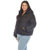 Plus Size Full Front Zip Hooded Bomber Puffer Coat  - White Mark - image 2 of 4