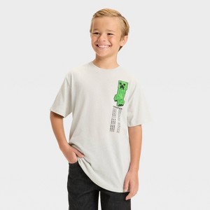 Boys' Minecraft Short Sleeve Graphic T-Shirt - Cream - 1 of 4