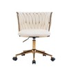 Velvet Office Chair, Desk Chair With Handwoven Backrest, Wheels, Adjustable Height 17.3" To 21.3" 360 Degree Rotating Armchair - 4 of 4