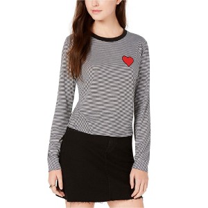 Carbon Copy Womens Heart Embellished T-Shirt, Black, X-Small - 1 of 1