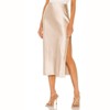 Coolmee Women's Satin Silk Slit Skirt Elastic Waistband Maxi Long Satin Slit Maxi Skirts - 2 of 4