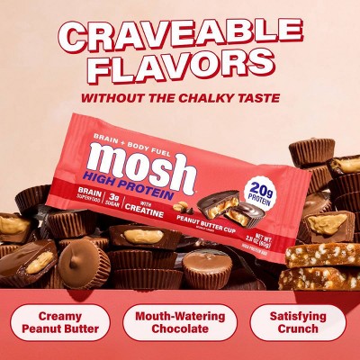 MOSH Peanut Butter Cup High Protein Bar with Creatine - 20g Protein - 2.11oz