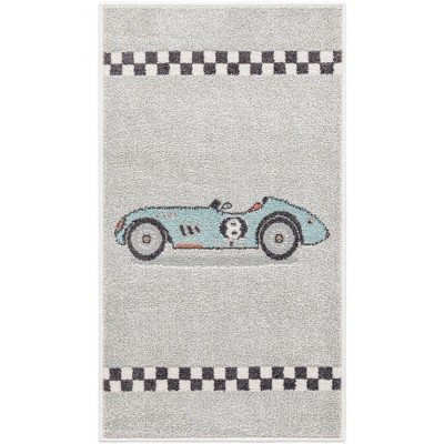 Gray Synthetic Easy Care Stain-resistant Kids Runner Rug