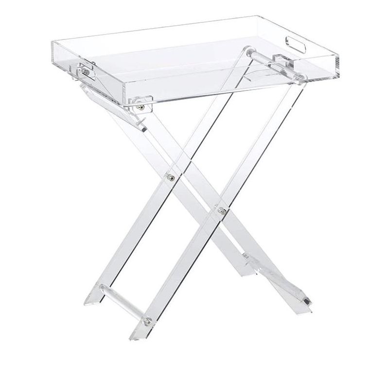 Designstyles Acrylic Foldable Tray Side Table with Handles, Luxurious Home Decor Accent, Perfect for Convenient and Portable Tabletop Space, 1 of 7