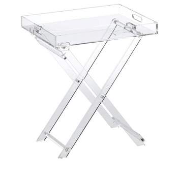Designstyles Acrylic Foldable Tray Side Table with Handles, Luxurious Home Decor Accent, Perfect for Convenient and Portable Tabletop Space