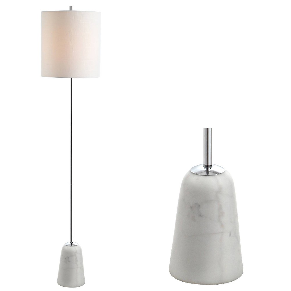 Photos - Floodlight / Street Light 62.5" Marble/Metal Lincoln Floor Lamp with Linen Shade & Silk-Wrapped Cord