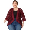 Agnes Orinda Women's Plus Size Elegant 3/4 Sleeve Open Front Lace Lightweight Cardigans - 3 of 4