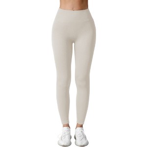 AZL1 Life Concept Pants, XL Size High-Waisted Ribbed Leggings for Yoga Training and Daily Athletic Wear, White, 12.2"*10.63"*0.78" - 1 of 1