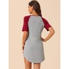 cheibear Women's Round Neck Short Sleeves Stretchy Pajama Lounge Mini Nightgowns - 3 of 4