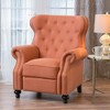 Push Back Button-Tufted Recliner Chair with Rolled Arms and Copper Accents - 4 of 4