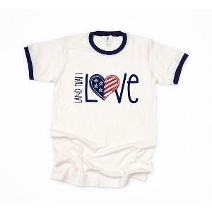 Simply Sage Market Women's Land That I Love Heart Short Sleeve Ringer Tee - 1 of 3