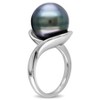 EVERLY JEWELRY | Sterling Silver 11.5-12 MM Black Tahitian Pearl Swirl Ring - 2 of 3