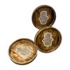Essential Decor & Beyond 3-Piece Set Natural Wooden Round Tray with Carved Hamsa Design - 2 of 4