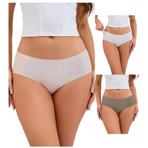 INSPIRE CHIC 3 Packs Women's Mid-Waisted Ladies Panties Full Coverage No Trace Comfortable Briefs - 1 of 4