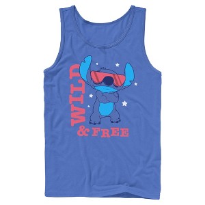 Lilo & Stitch Mens July 4th Wild and Free Pose Tank Top - Royal