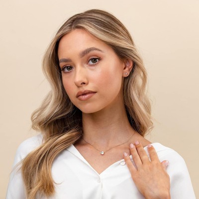 Clotth 18K Gold Plated Crystal Solitaire 2 Carat (8 mm) Cubic Zirconia Dainty Choker Necklace | Gold Necklaces for Women