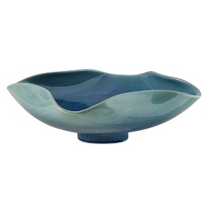 Uttermost Blue Lagoon Outdoor Bowl with Organic Wavy Edges Glossy and Blue Green Finish - 1 of 4