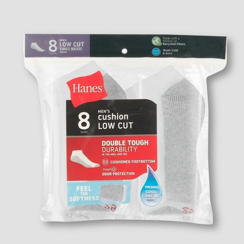 Men's Hanes 8pk Low Cut Socks With Freshiq - White : Target