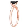 EVERLY JEWELRY | 14K Rose Gold 1/2 CT TW Emerald Cut Black Diamond Solitaire Engagement Ring - 2 of 4