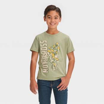 Boys' Short Sleeve Motocross Graphic T-Shirt- Cat & Jack™ Olive Green