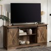 58" MDF Sliding X Barn Door Farmhouse TV Stand with Adjustable Shelves and Cord Management for Living Room and Bedroom - 3 of 4