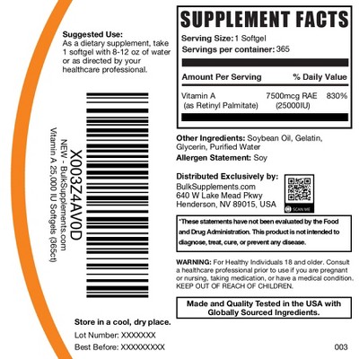 BulkSupplements Vitamin A Softgels
