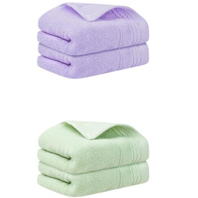 Unique Bargains Striped Pattern Soft Comfort Hand Towels for Bathroom Camp 4 Pcs 14" x 30"