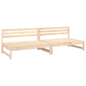vidaXL 2 Pcs Patio Middle Sofas - Outdoor Seating Couch Garden Furniture - Solid Pine Wood - 47.2"x33.1"x27.6" - Modular Design - Natural Brown - 1 of 4