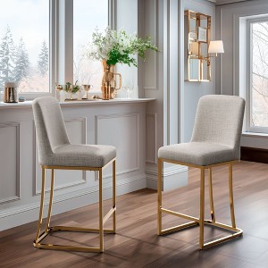 Dovelina Modern Linen Upholstered Barstool Set of 2 - 1 of 4