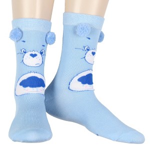 Care Bears Socks Women's Grumpy Bear Design Pom-Pom Crew Socks Size 9-11 - 1 of 4