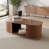 POVISON Mid-Century Modern Fluted Coffee Table, Minimalist Fluted Coffee Table with Open storage, Metal Legs, Ash Wood Veneer, 43.31" - 2 of 4
