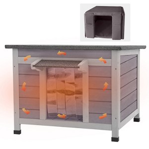 Aivituvin Insulated Wooden Cat House with Soft Liner | Waterproof Roof-AIR12-IN - 1 of 4