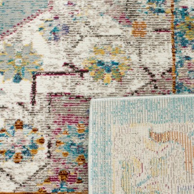 Green and Cream Synthetic Reversible Runner Rug
