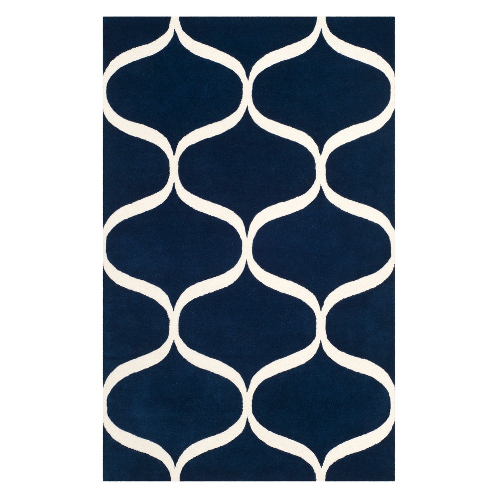 4'x6' Brittany Geometric Tufted Accent Rug Dark Blue/Ivory - Safavieh