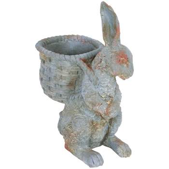 Sunnydaze 17" Roman the Carrot Collector Rabbit Indoor/Outdoor Statue Figurine - Patio, Lawn and Garden Decoration