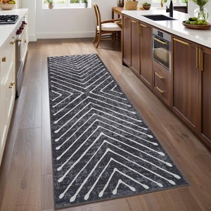 Modern Geometric Area Rug Farmhouse Stripe Area Rug Living Room Stain Resistant Non-Slip Carpet for Bedroom Dining Room - 1 of 4