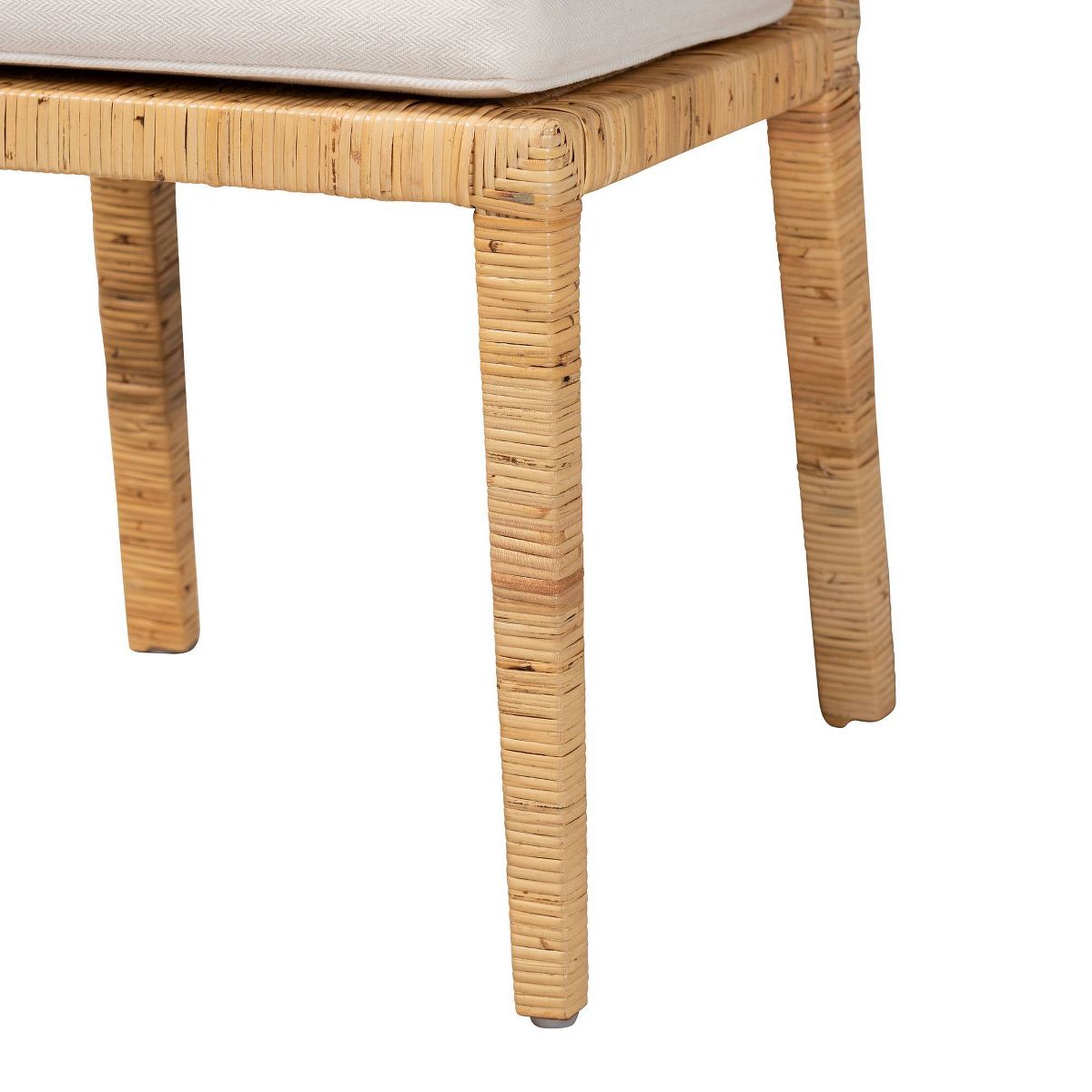 Sofia Wood and Rattan Dining Chair Set Natural/White - bali & pari: Handcrafted, Foam Cushion, No Assembly Required - thumbnail 7