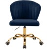 Meridian Furniture Finley Swivel Adjustable Navy Velvet and Gold Office Chair - image 4 of 4