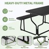Outdoor Picnic Tables with Benches, Portable Picnic Table with Seats, Plastics Picnic Table Bench Set with Metal Frame, Black - 4 of 4