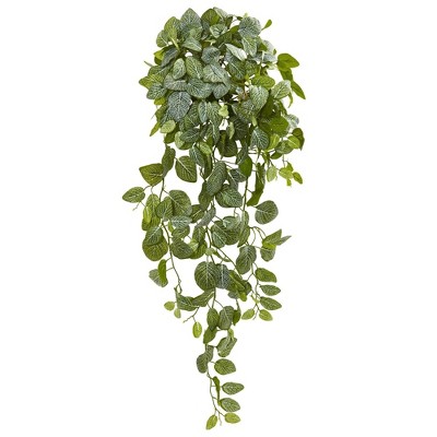 Nearly Natural 36-in Summer Artificial Fittonia Hanging Bush Plant (Set of 2)