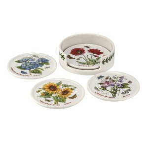 Portmeirion Botanic Garden Ceramic Coasters with Holder (Set of 4) - Assorted Floral Motifs - Porcelain Coasters, Dishwasher & Microwave Safe - 1 of 4