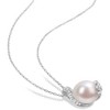 EVERLY JEWELRY | Sterling Silver 12-12.5mm White Cultured Freshwater Pearl and 1/10 CT TW Diamond Swirl Pendant with Chain, 18" - 2 of 4