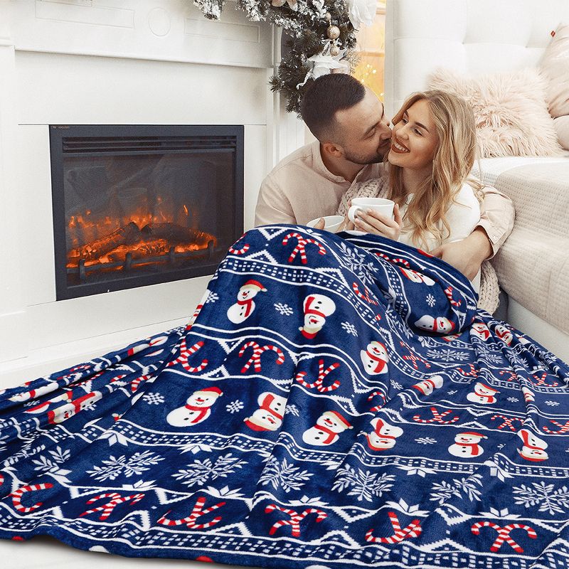 PAVILIA Premium Fleece Throw Blanket for Sofa Couch, Soft Flannel Plaid Stripe Decorative Print Blanket, 2 of 10