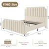 King Velvet Platform Bed Frame - 50.2" Vertical Channel Tufted Headboard & Footboard, Nailhead Trim,No Box Spring,white - 2 of 4