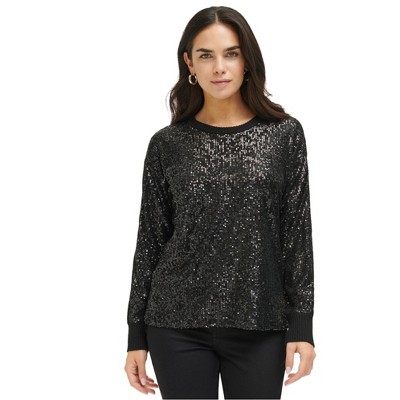 Calvin Klein Womens Sequin Pullover Sweater