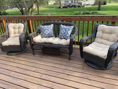 Kensington Garden 2pc 21x21 Striped Outdoor Seat and Back Cushion Set  Canopy Gray