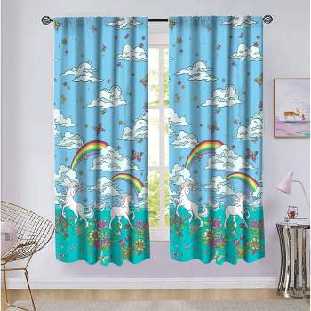 48"x63" Rainbow Unicorn Window Panel Pair Kids' Curtains - Kidz Mix