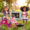 Our Generation Picnic Table Set with Play Food Accessories for 18" Dolls - Pink - image 2 of 4